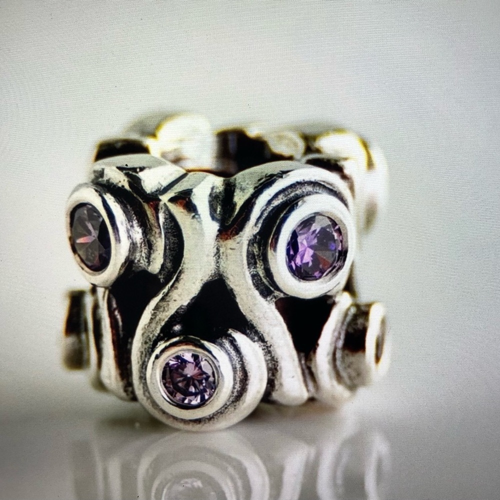 Pandora Retired Sterling Silver and Amethyst CZ Charm